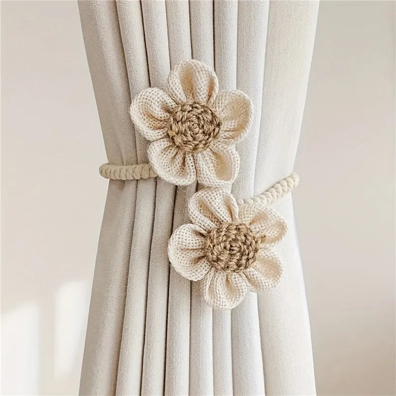 Flower Curtain Magnetic Tie Rope Backs Holdbacks Buckle Clips Accessory