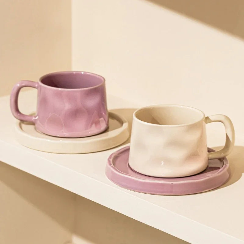 Ceramic Mugs Cute Coffee Cups and Saucers Creative Exquisite Afternoon teacup Breakfast Milk Mug Girl Gift Coffee Cup Water cups