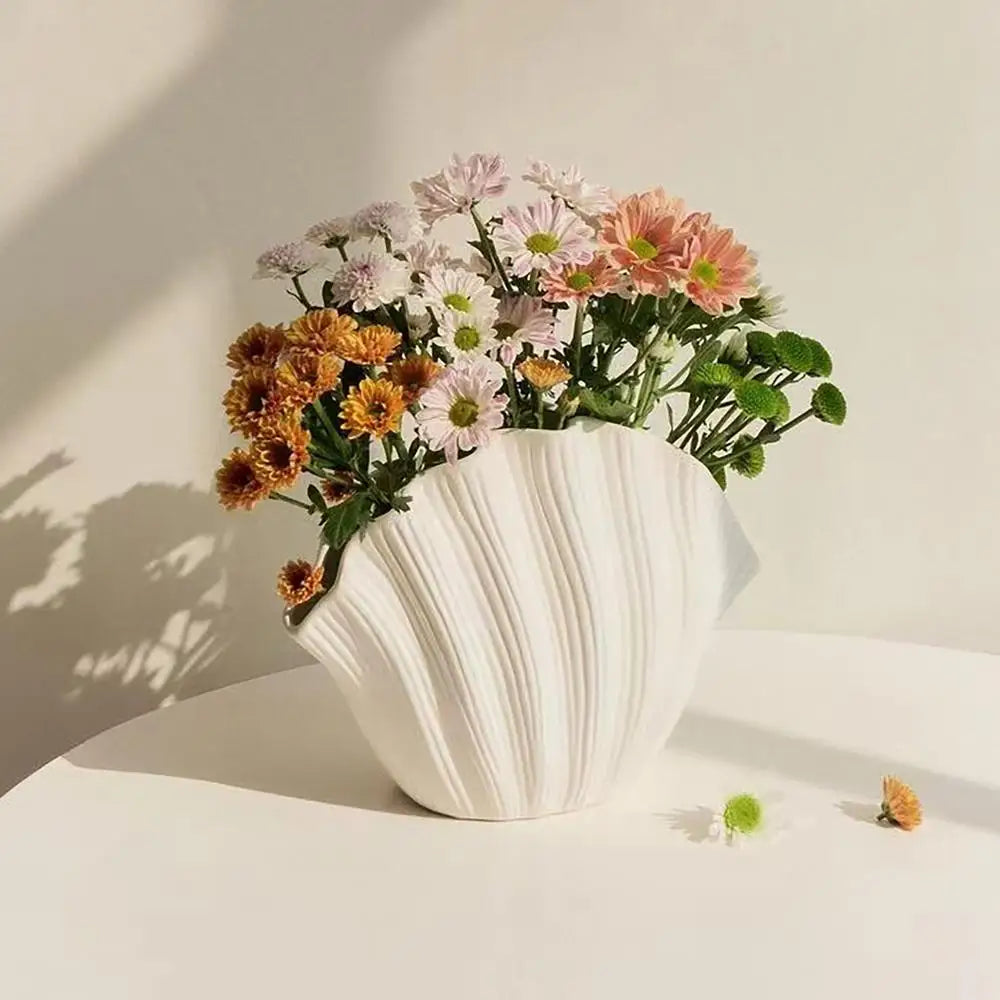 Ceramic Vase Sea Shell Lotus Leaf Leaf Shape Floral Arrangement Accessories Flower Vase Terrarium Room Decoration supplies