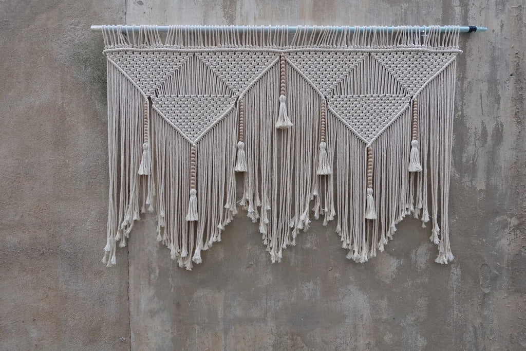 Bohemian Hand-Woven Tapestry Curtains Leaf Pattern Tassel Sofa Bedside Background Wall Hanging Room Decoration Curtain Tapestry