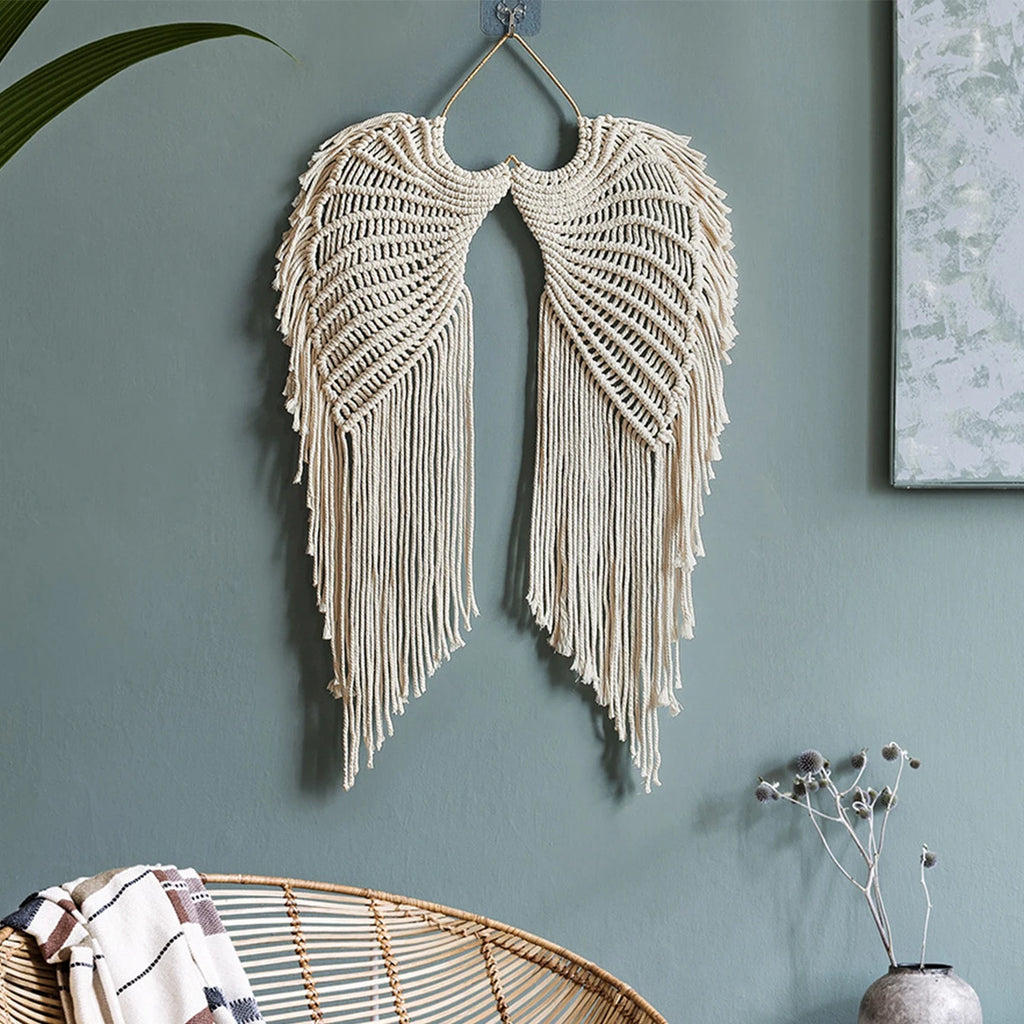 Angel Wing Hanging Tapestry Wall Hanging Hand Woven Wall Decor Bohemian Home Decor  Woven Macrame Tapestry Art Craft Gift