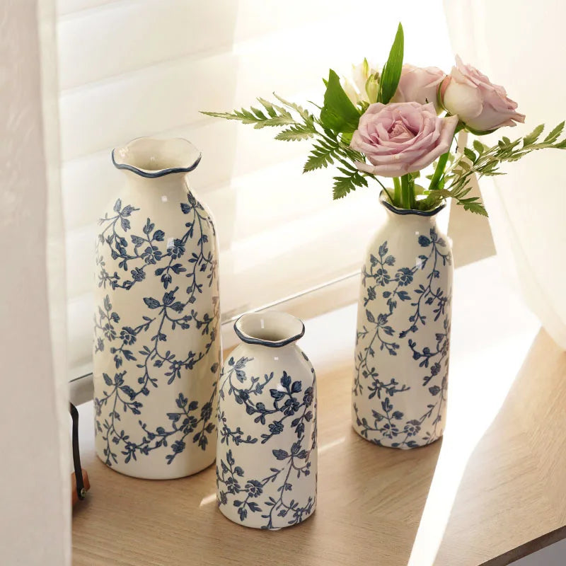 Blue Vine Elegance Vases