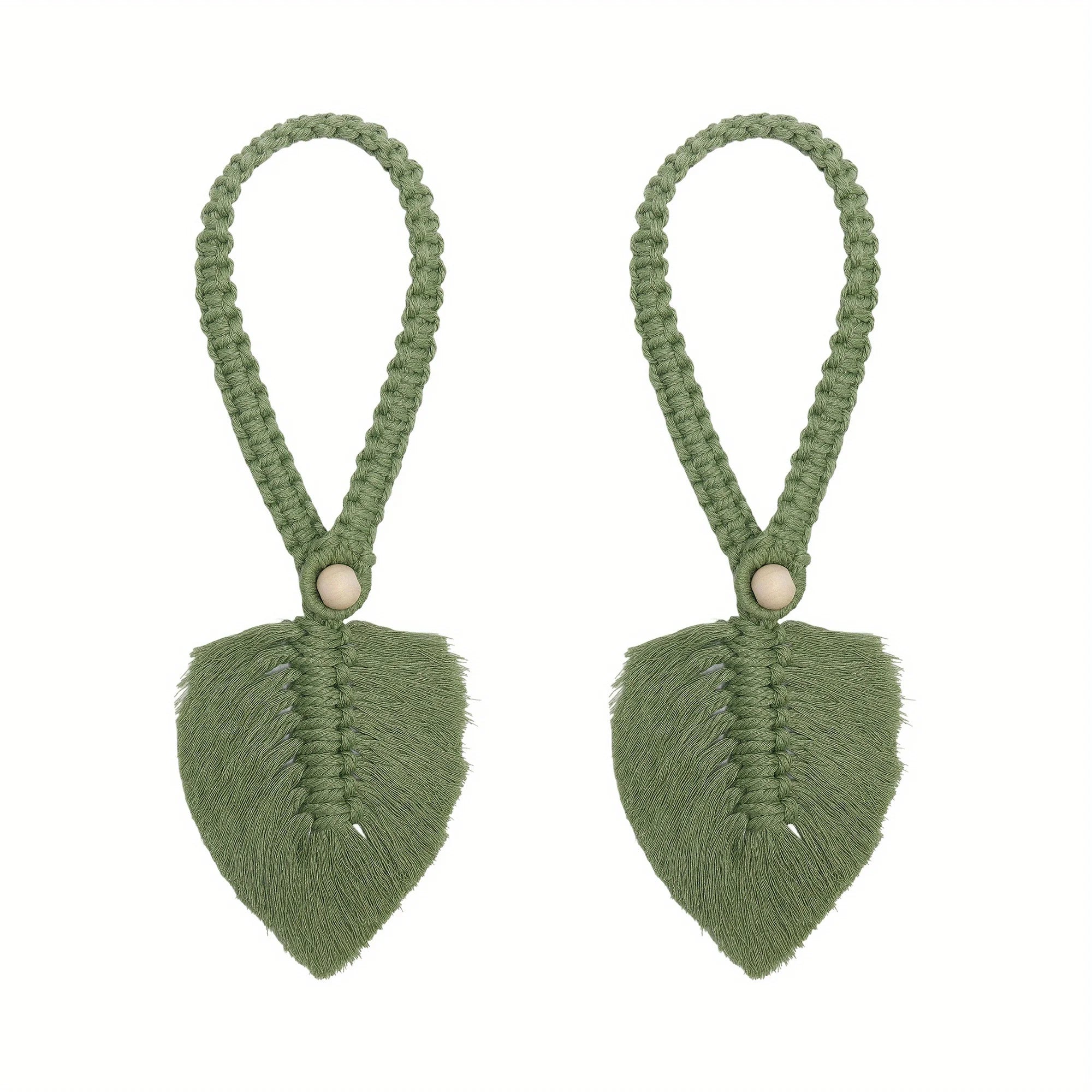 2pcs Stylish Woven Hemp Rope Leaf Design Curtain Tiebacks