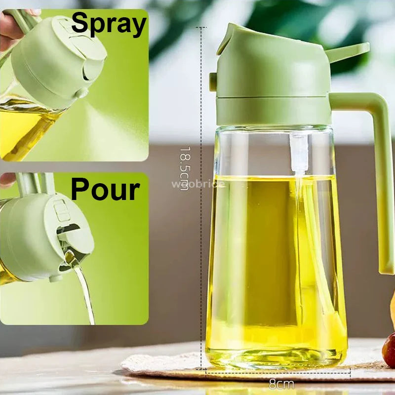 2 in 1 Pour Spray Sprayer Kitchen Fryer Air Spray Oil Dispenser Bottle for Olive Oil Cooking Frying BBQ Camping Large Capacity