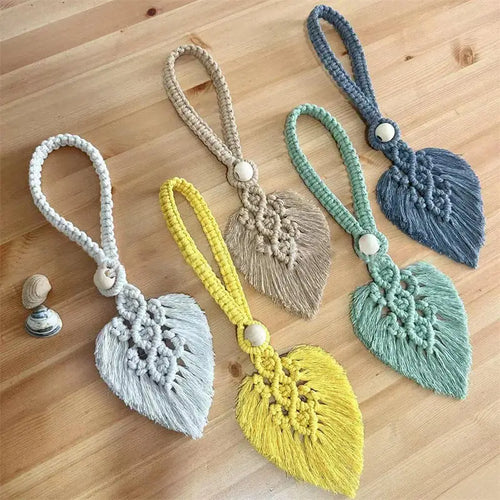 1/2PCs Handmade Curtain Tiebacks Macrame Tassel Leaf Shaped Curtain Holdback Braided Tie Back Holder Bohemian Home Decoration