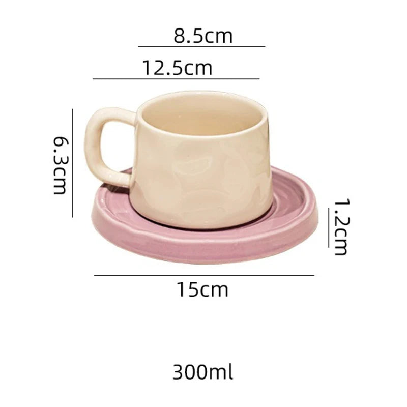 Ceramic Mugs Cute Coffee Cups and Saucers Creative Exquisite Afternoon teacup Breakfast Milk Mug Girl Gift Coffee Cup Water cups