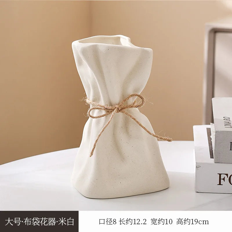 Ceramic Vase and Glass Flower Vase Hydroponic Money Bag Shaped Vase