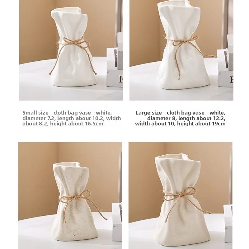 Ceramic Vase and Glass Flower Vase Hydroponic Money Bag Shaped Vase