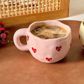 Heart Ceramic Cup New Household 300ml Women Cream Wind Exquisite Office Coffee Mugs Creative Aesthetic High Quality Handle Cup
