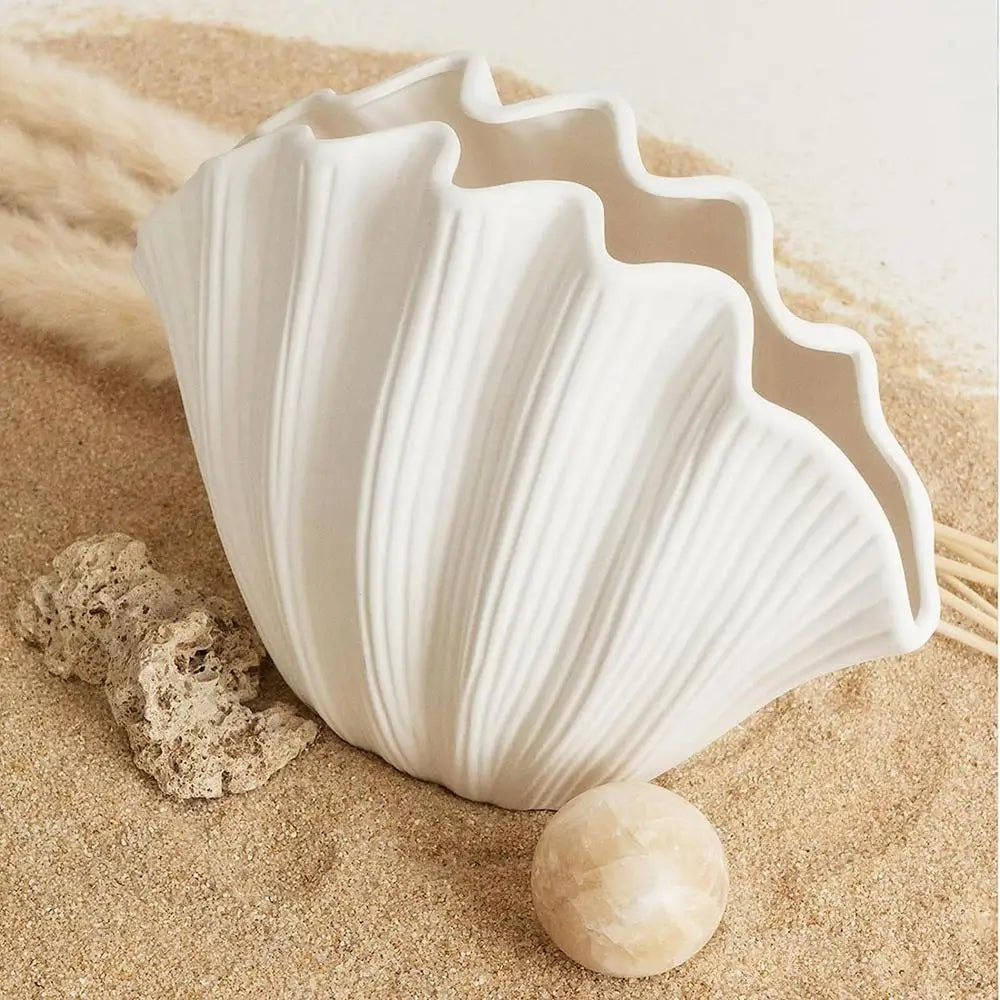 Ceramic Vase Sea Shell Lotus Leaf Leaf Shape Floral Arrangement Accessories Flower Vase Terrarium Room Decoration supplies