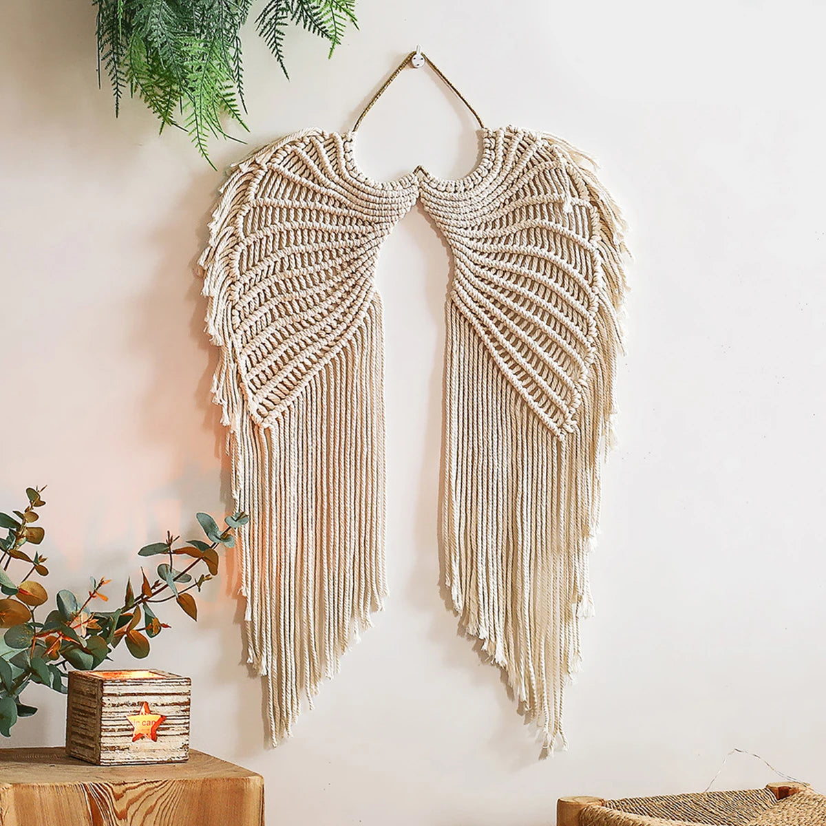 Angel Wing Hanging Tapestry Wall Hanging Hand Woven Wall Decor Bohemian Home Decor  Woven Macrame Tapestry Art Craft Gift