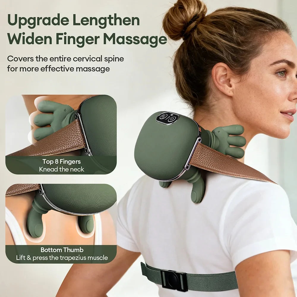 Wireless 4D Neck & Shoulder Massager – Bionic Finger Cervical & Trapezius Kneading Device