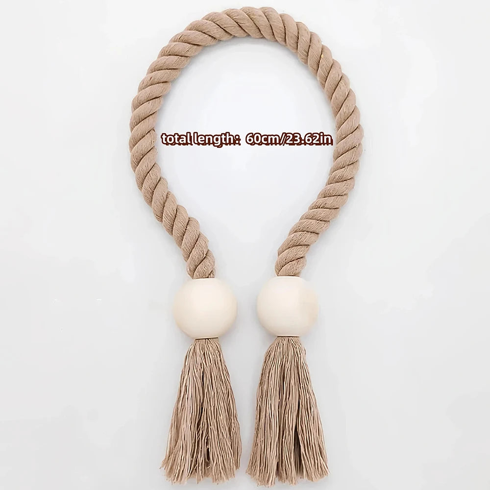 1PC Simple Fringe Beaded Curtain Strap No Punch Magnetic Adjustable Home Curtain Accessories