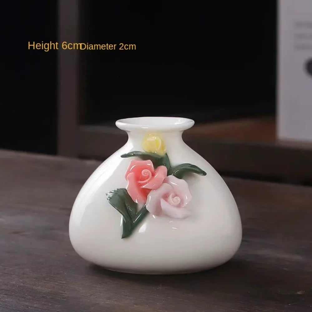 Handmade Flower Vases Ceramic Hydroponic Mini Flower Inserted Dry Flower Fragrance Bottle Home Decorations Floreros Vintage