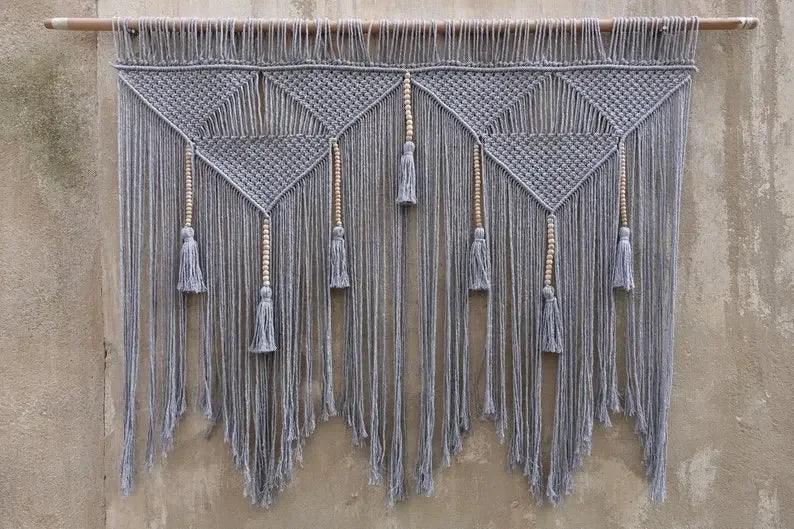 Bohemian Hand-Woven Tapestry Curtains Leaf Pattern Tassel Sofa Bedside Background Wall Hanging Room Decoration Curtain Tapestry