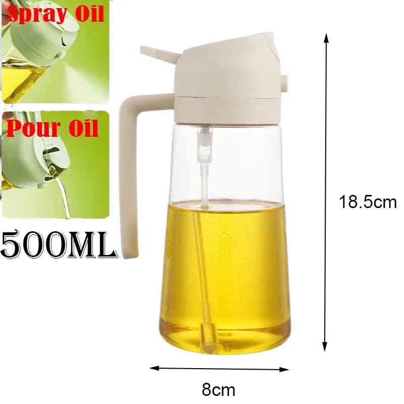 2 in 1 Pour Spray Sprayer Kitchen Fryer Air Spray Oil Dispenser Bottle for Olive Oil Cooking Frying BBQ Camping Large Capacity