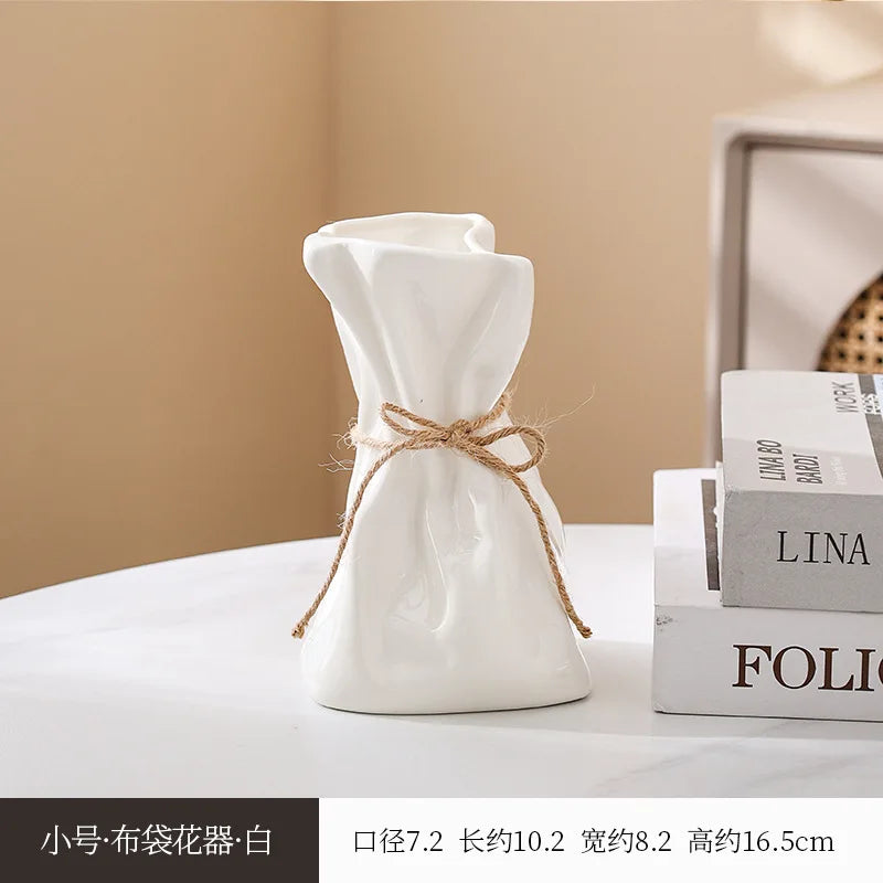 Ceramic Vase and Glass Flower Vase Hydroponic Money Bag Shaped Vase