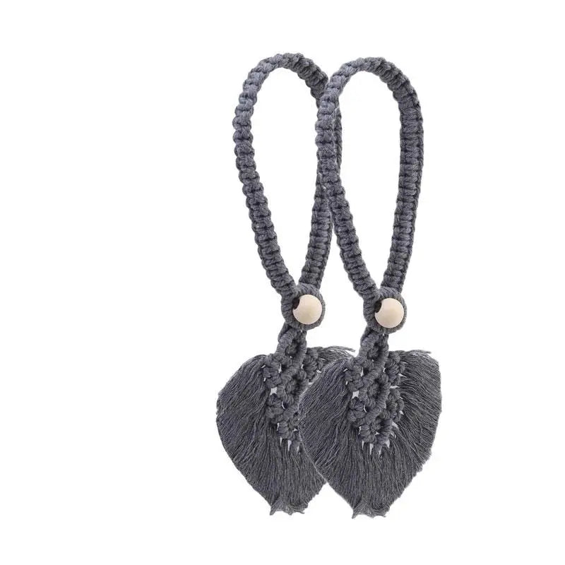 1/2PCs Handmade Curtain Tiebacks Macrame Tassel Leaf Shaped Curtain Holdback Braided Tie Back Holder Bohemian Home Decoration