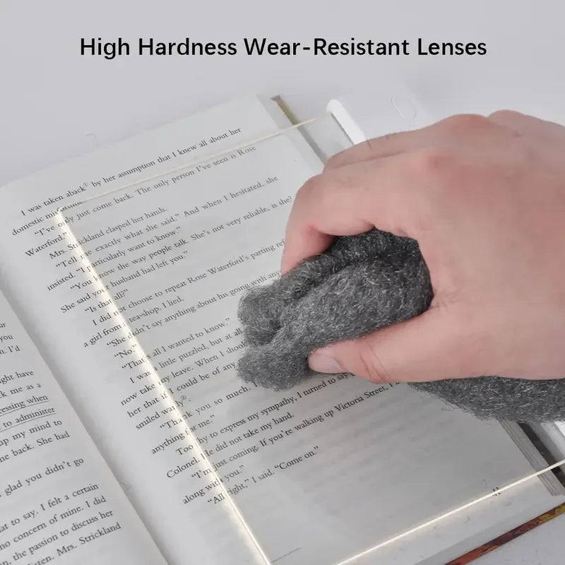 Book Light, Rechargeable Clear LED Flat Reading Light, Dimmable Panel Plate Lamp Book Full Page Light for Reading at Night