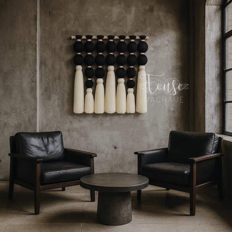 Large Macrame Wall Hanging Cotton Rope Ball Design Tassel Wall Art Wall Decor for Living Room Bedroom