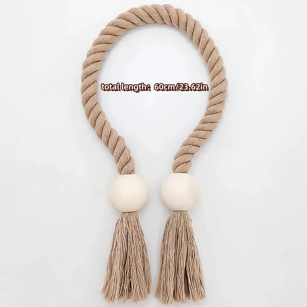 1PC Simple Fringe Beaded Curtain Strap No Punch Magnetic Adjustable Home Curtain Accessories