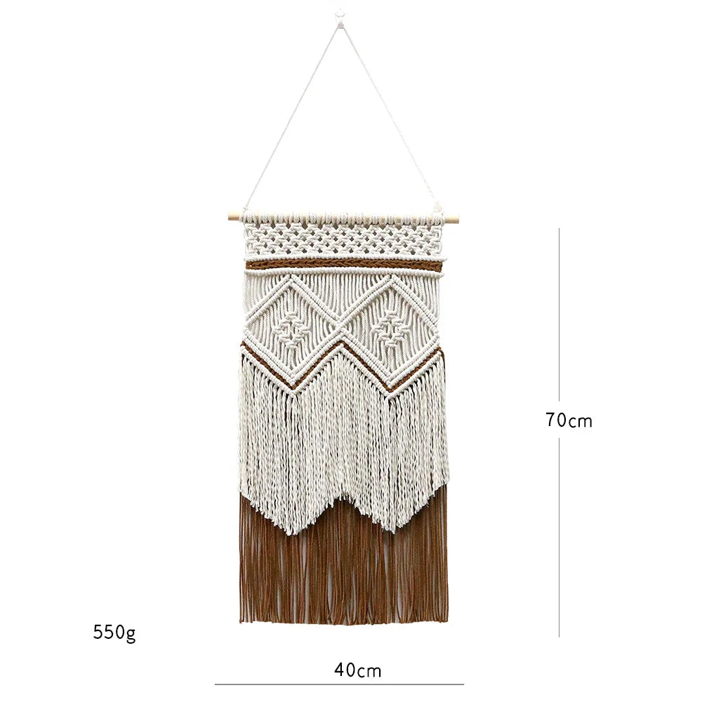 Nordic Woven Macrame Tapestry Room Decor Boho Home and Decoration for Bedroom Livingroom Wall Art Aesthetics Decorating Items