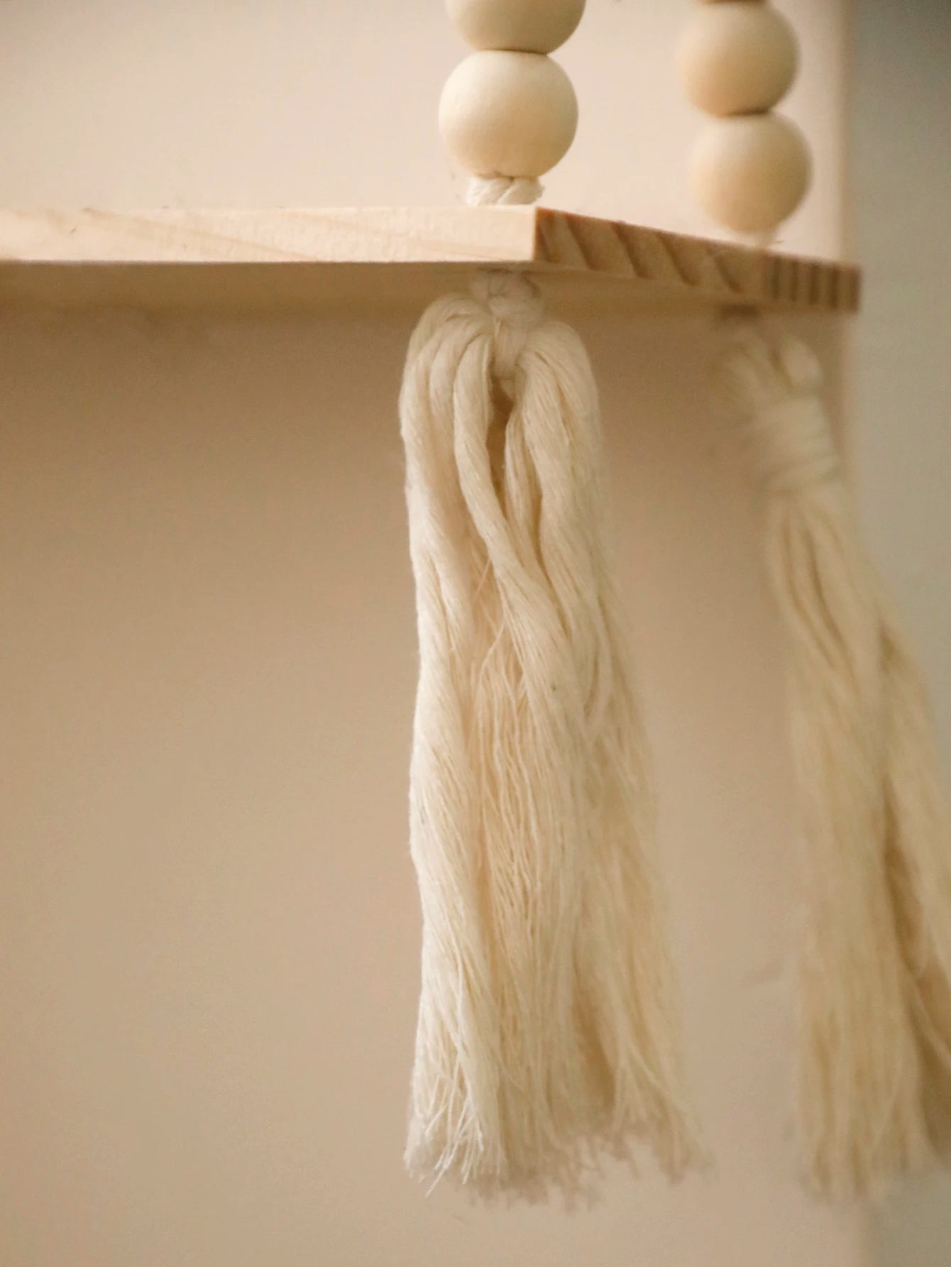 Macrame Hanging Shelf Wall Decor Handmade Rope Rustic Wood Floating Wall Shelf Display Stand Corner Wall Shelf For Photos Plant