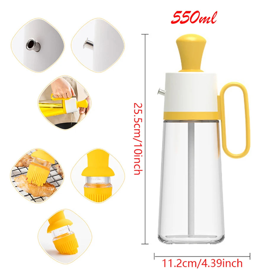 Large-capacity 2 in 1 Silicone Oil Bottle with Olive Oil Brush, Barbecue Steak Oil Sauce Brush Dispenser, Baking BBQ Tool