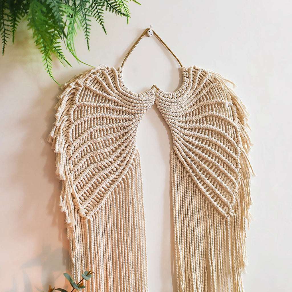 Angel Wing Hanging Tapestry Wall Hanging Hand Woven Wall Decor Bohemian Home Decor  Woven Macrame Tapestry Art Craft Gift