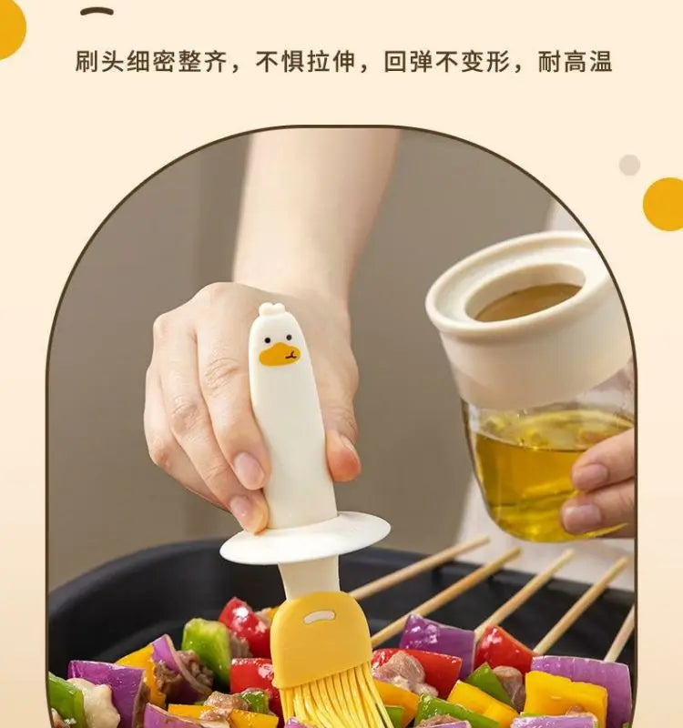 Oil Brush Bottle, Glass Oil Bottle Brush, Household with Lid, Oil Control, Barbecue, Baking, Pancake Oil Brush