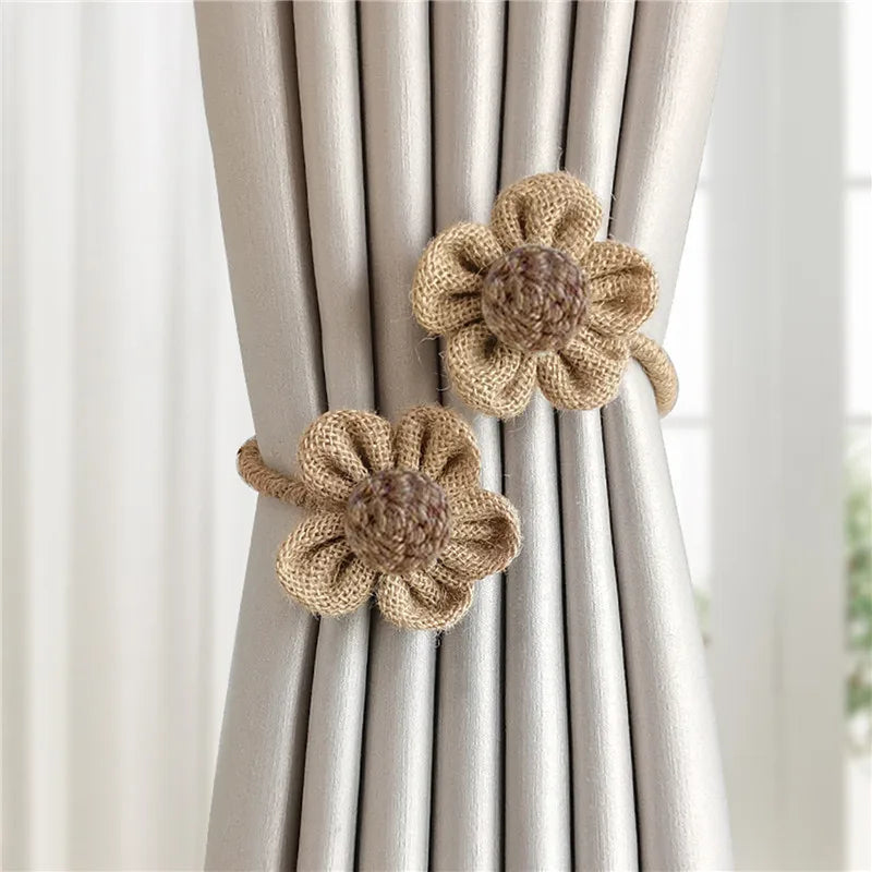 Flower Curtain Magnetic Tie Rope Backs Holdbacks Buckle Clips Accessory