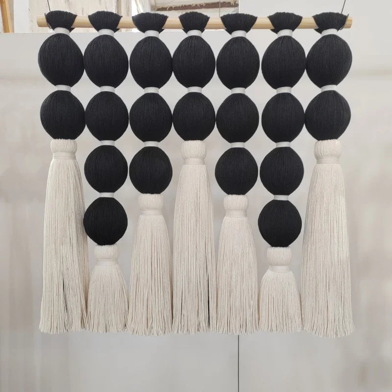 Large Macrame Wall Hanging Cotton Rope Ball Design Tassel Wall Art Wall Decor for Living Room Bedroom