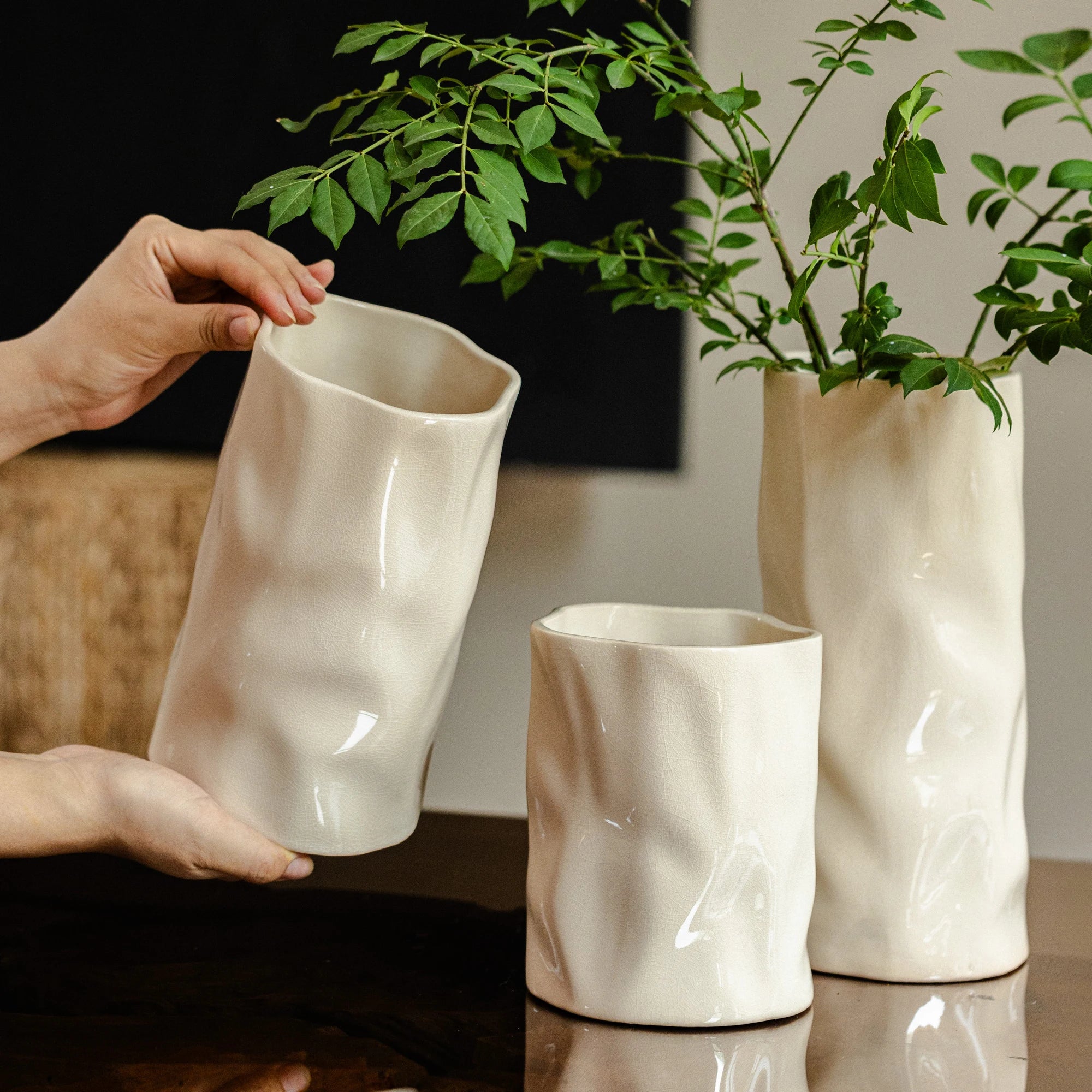 Cream Wind Ceramic Vase Ornaments
