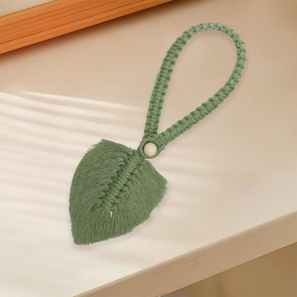 2pcs Stylish Woven Hemp Rope Leaf Design Curtain Tiebacks