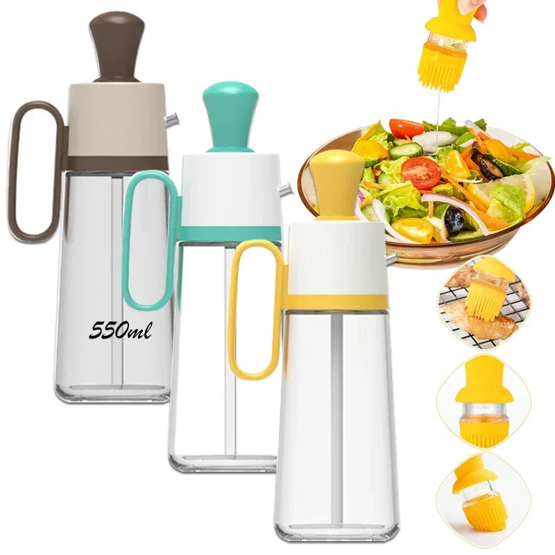 Large-capacity 2 in 1 Silicone Oil Bottle with Olive Oil Brush, Barbecue Steak Oil Sauce Brush Dispenser, Baking BBQ Tool