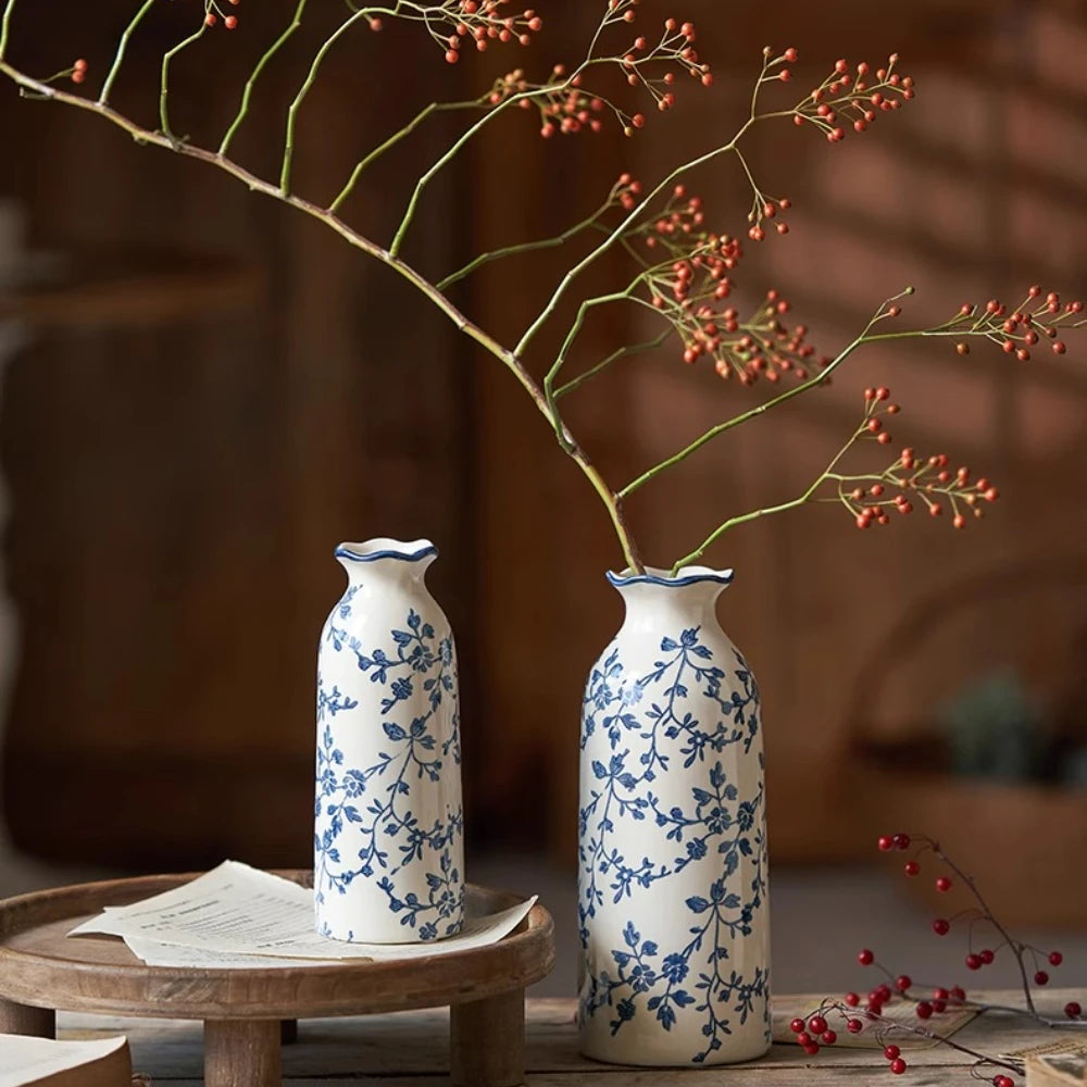 Blue Vine Elegance Vases