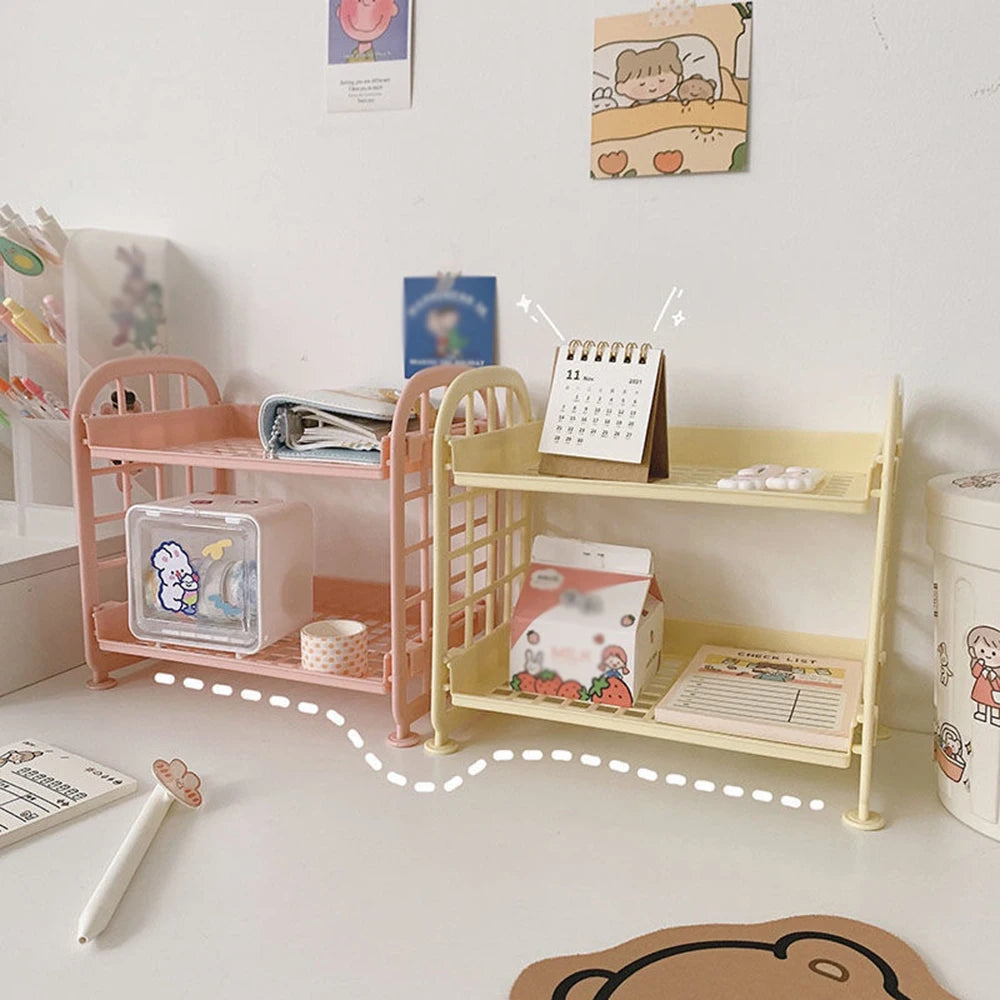 1PC High Appearance Horizontal Desktop Storage Shelf Simple Multi-storey Dormitory Storage Shelf Computer Office Available