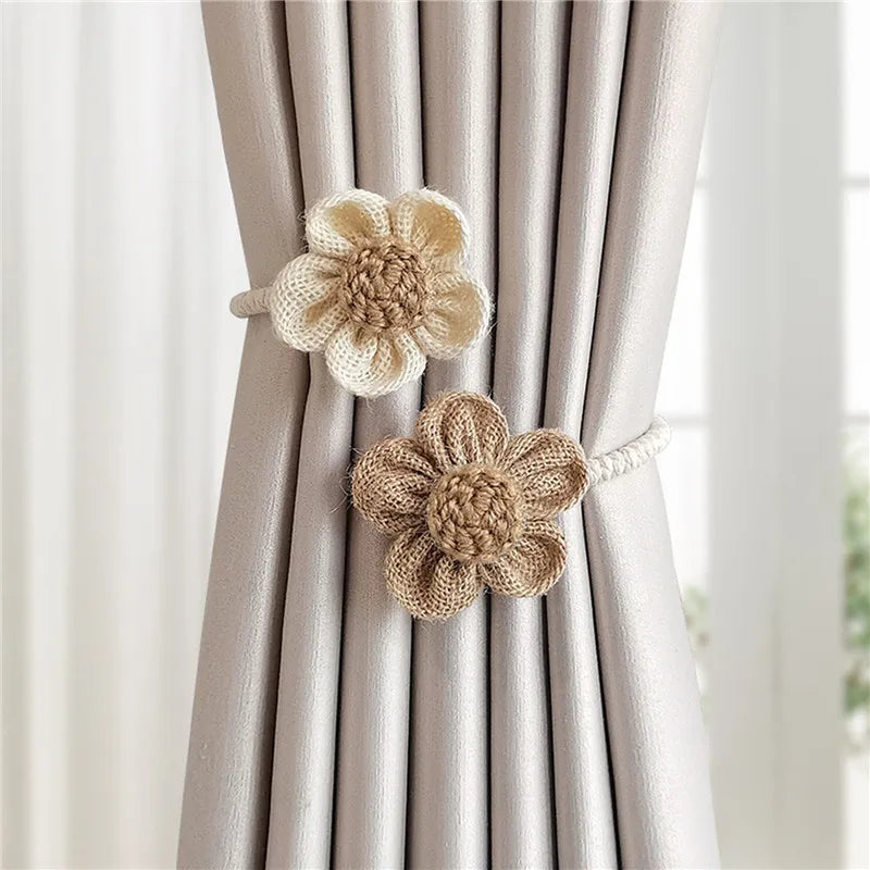 Flower Curtain Magnetic Tie Rope Backs Holdbacks Buckle Clips Accessory