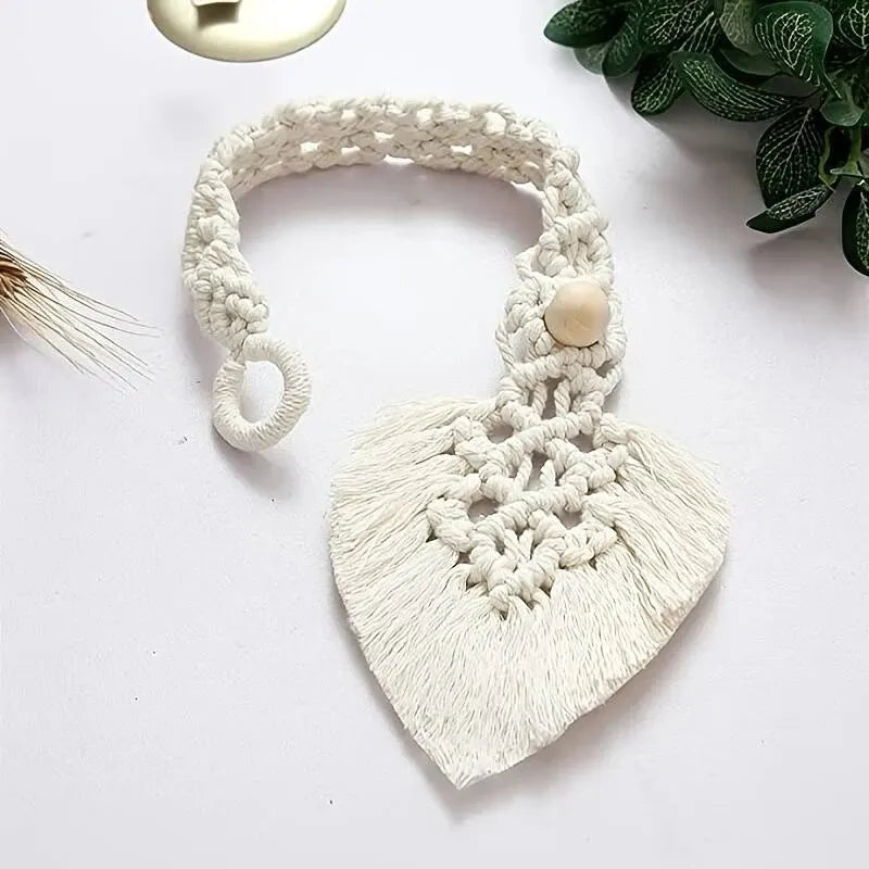 Handmade Braided Cotton Rope Curtain Fasteners Curtain Ties Tassel Leaf Curtain Ties Bohemian Style